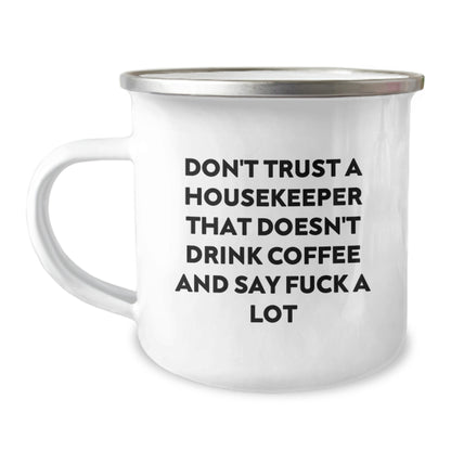 Funny Housekeeper Gifts from Men to Women - Housekeeper Christmas Unique Presents with Camping Mug for Friends - Funny Coffee Mug - Image 1