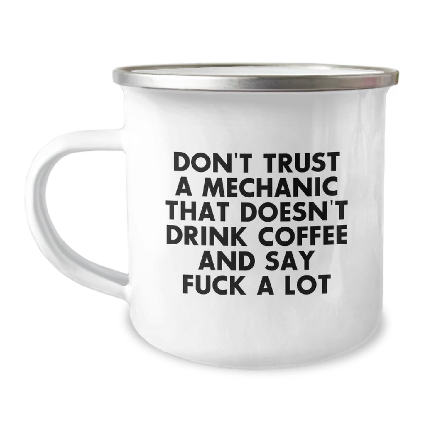 Funny Mechanic Gifts for Men, 'Don't Trust a Mechanic That Doesn't Drink Coffee and Say Damn' Camping Mug for Christmas Unique Gifts from Friends and Family - Image 1
