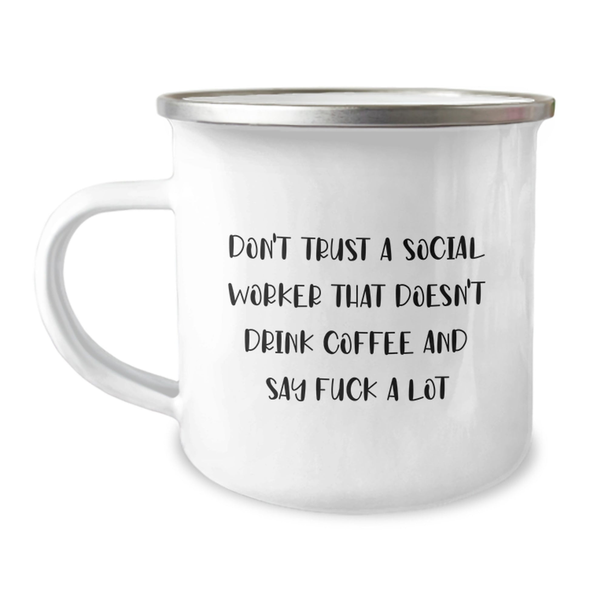 Funny Social Worker Gifts from Men to Friends - 'Don't Trust A Social Worker That Doesn't Drink Coffee And Say F--k A Lot' - Unique Christmas Unique Gifts for Social Worker - Image 1