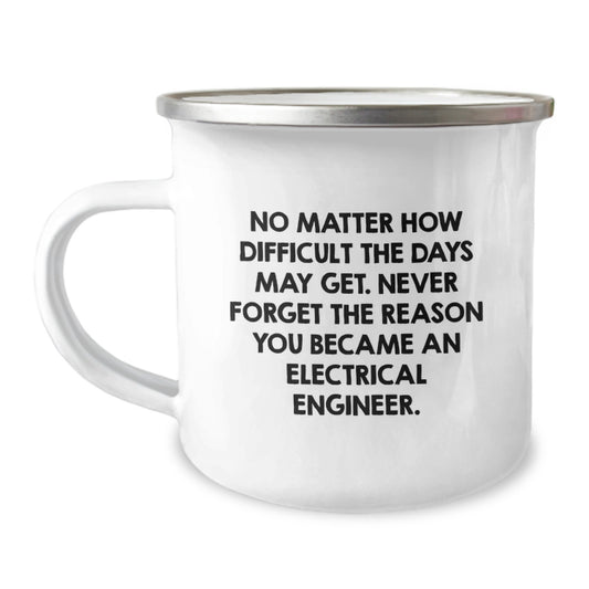 Electrical Engineer Gifts for Men - Funny Quote 'No Matter How Difficult The Days May Get' Valentine's Unique Gifts from Friends and Family - Stainless Steel Camping Mug - Image 1