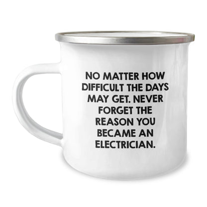 Funny Electrician Gifts from Friends for Men, Electrician Birthday Unique Gifts, Camping Mug with Inspirational Quote - Image 1
