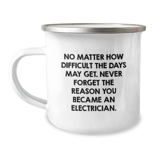 Funny Electrician Gifts from Friends for Men, Electrician Birthday Unique Gifts, Camping Mug with Inspirational Quote - Image 1