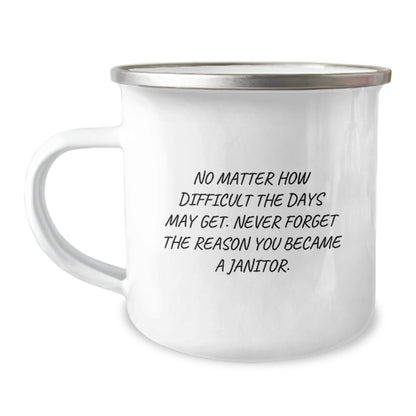 Funny Janitor Gifts from Men, Unique Mother's Day Unique Gifts for Janitor, Custom Camping Mug with Inspirational Quote - Image 1
