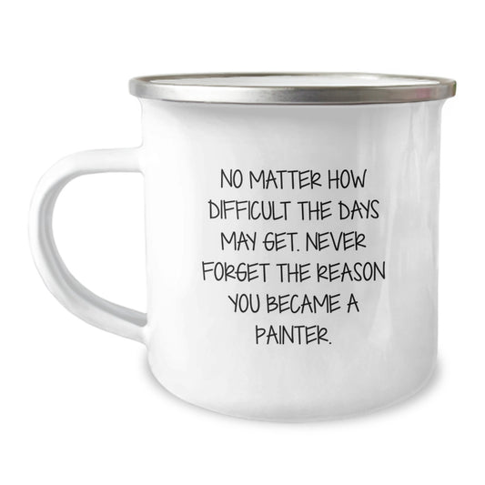 Painter Gifts from Men - Birthday Unique Gifts for Painter Friends - Inspirational Camping Mug with Never Forget You Became a Painter Quote - 12 oz Stainless Steel with Enamel Finish - Image 1