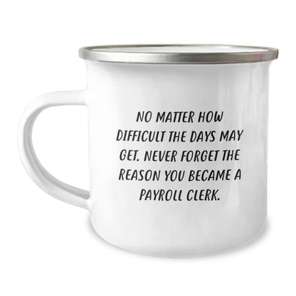 Funny Payroll Clerk Gifts for Men, Unique Birthday Unique Gifts from Friends, Inspirational Camping Mug for Payroll Clerk Coworkers - Image 1