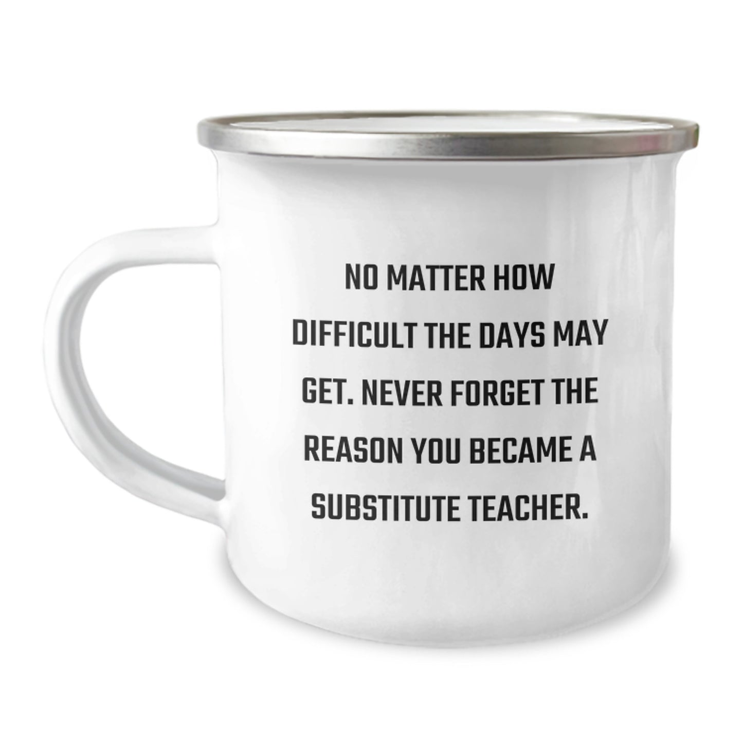 Funny Substitute Teacher Inspirational Gifts for Men Women Coworkers - Camping Mug 'Never Forget Why You Teach' - Unique Christmas Memorable Presents from Friends - Image 1