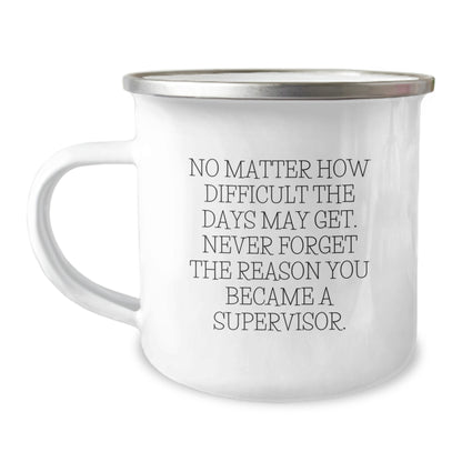 Funny Supervisor Birthday Unique Gifts from Friends and Family - Camping Mug for Supervisor Leaders - 'No Matter How Difficult The Days May Get' - Image 1