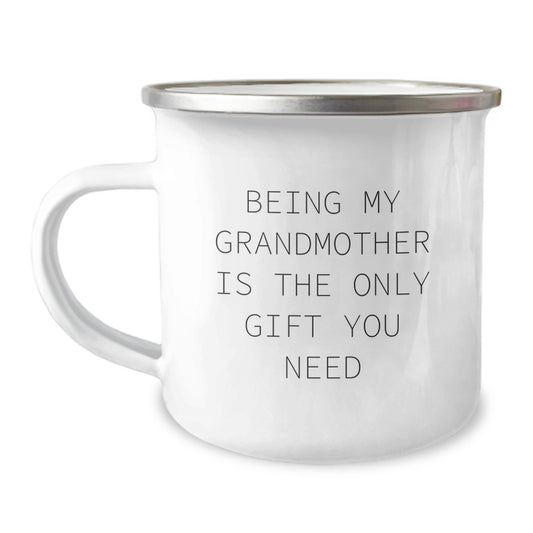 Funny Grandmother Gifts from Men to Grandmother on Mother's Day Grandmother Camping Mug 'Being My Grandmother Is The Only Gift You Need' - Image 1