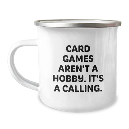 Funny Card Games Enthusiast Gifts from Men to Women on Mother's Day Camping Mug - Card Games Aren't A Hobby, It's A Calling. - Image 1