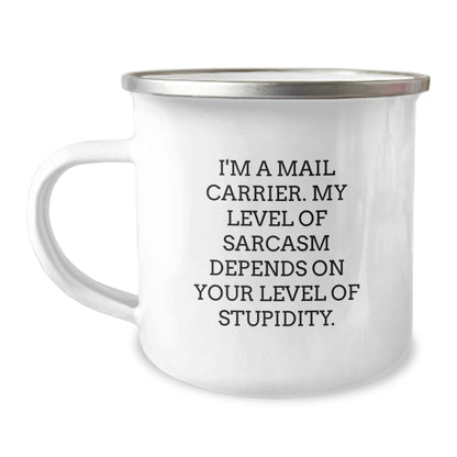 Funny Mail Carrier Gifts for Him - Camping Mug with Inspirational Quote - Birthday Unique Gifts from Friends to Mail Carrier Men - Image 1