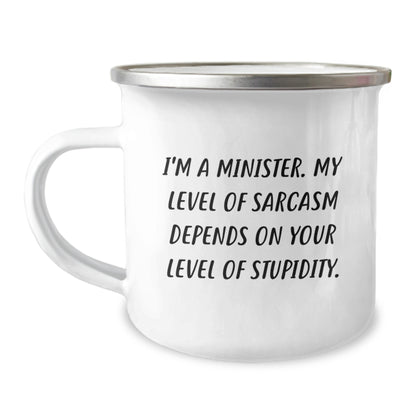 Funny Sarcasm Minister Camping Mug Gifts from Friends for Men on Birthday Unique - Image 1