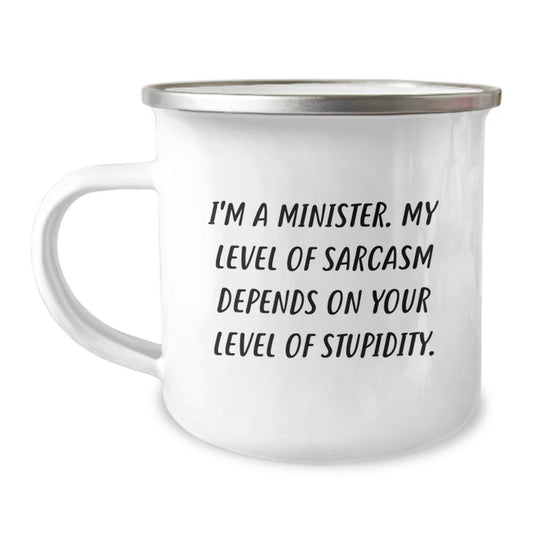 Funny Sarcasm Minister Camping Mug Gifts from Friends for Men on Birthday Unique - Image 1