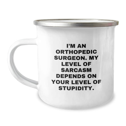 Funny Orthopedic Surgeon Gifts for Dad - Camping Mug with Quirky Quote, Perfect for Father's Day Unique Presents from Men - Image 1