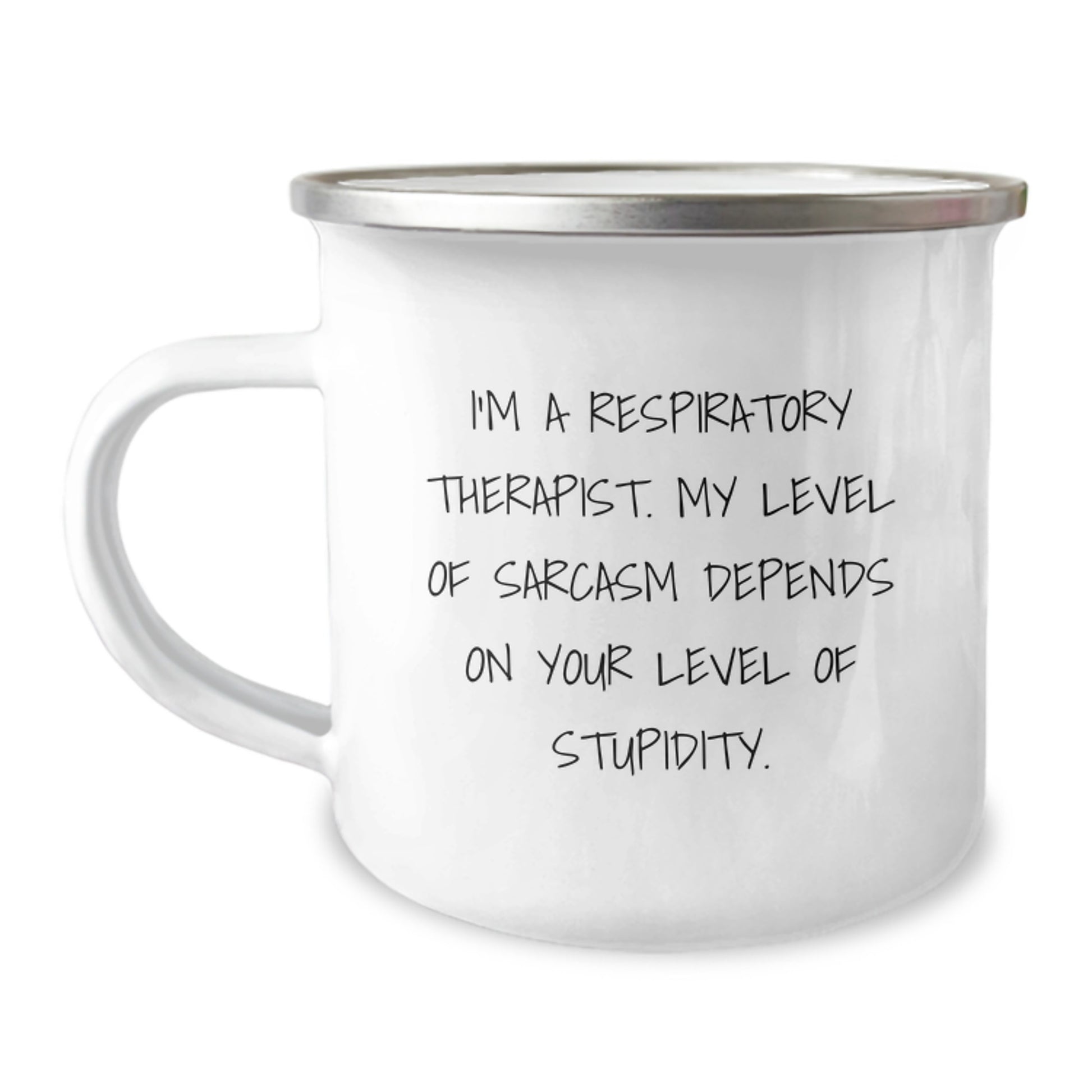 Funny Respiratory Therapist Gifts from Men to Women Valentines Day Unique Ideas for Camping Mug with I'm A Respiratory Therapist My Level Of Sarcasm Depends On Your Level Of Stupidity Quote - Image 1
