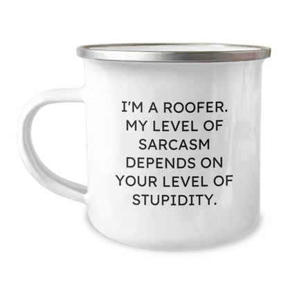 Roofer Birthday Unique Gift Ideas, Funny Camping Mug for Roofer Friends, Gifts from Men to Men, Unique Birthday Presents for Roofer Coworkers or Family - Image 1