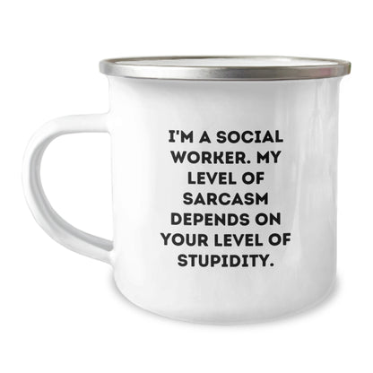 Funny Social Worker Gifts from Friends, Unique Valentine's Unique Gifts for Social Worker Men, Sarcasm Social Worker Camping Mug - Image 1