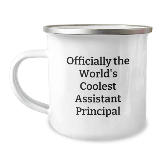 Funny Assistant Principal Gifts from Friends, Officially The World's Coolest Assistant Principal, Valentine's Unique Camping Mug - Image 1
