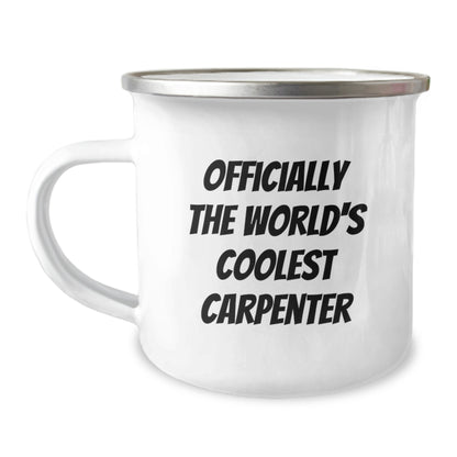 Funny Gifts from 'The World's Coolest Carpenter' to Friends and Family - Officially Cool Carpenter Camping Mug - Image 1