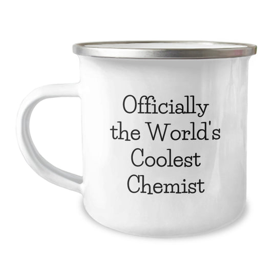 Funny Gifts from Men to Chemist Dad on Father's Day - 'Officially The World's Coolest Chemist' Camping Mug - Image 1