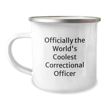 Correctional Officer Gifts for Men, Funny Quote - 'Officially The World's Coolest Correctional Officer', Camping Mug for Dad on Father's Day - Image 1