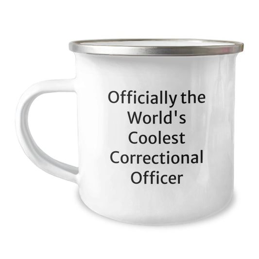Correctional Officer Gifts for Men, Funny Quote - 'Officially The World's Coolest Correctional Officer', Camping Mug for Dad on Father's Day - Image 1
