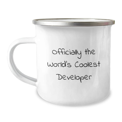 Developer Gifts from Friends - 'Officially The World's Coolest Developer' Funny Camping Mug, Birthday Unique Gifts for Men Developer - Image 1