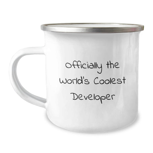 Developer Gifts from Friends - 'Officially The World's Coolest Developer' Funny Camping Mug, Birthday Unique Gifts for Men Developer - Image 1