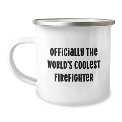 Coolest Firefighter Camping Mug Funny Quote Gifts for Firefighter Gifts from Family - Image 1