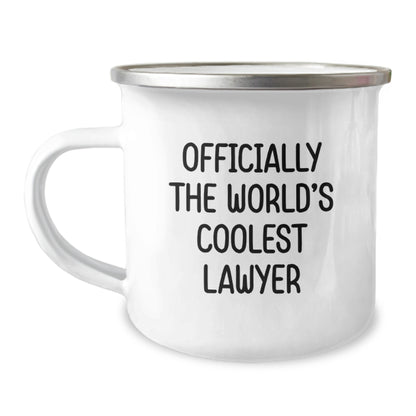 Gifts from Family for Mom - 'Officially The World's Coolest Lawyer' Funny Lawyer Camping Mug, Unique Lawyer Gifts for Mother's Day - Image 1
