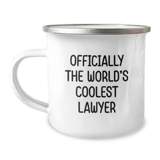 Gifts from Family for Mom - 'Officially The World's Coolest Lawyer' Funny Lawyer Camping Mug, Unique Lawyer Gifts for Mother's Day - Image 1