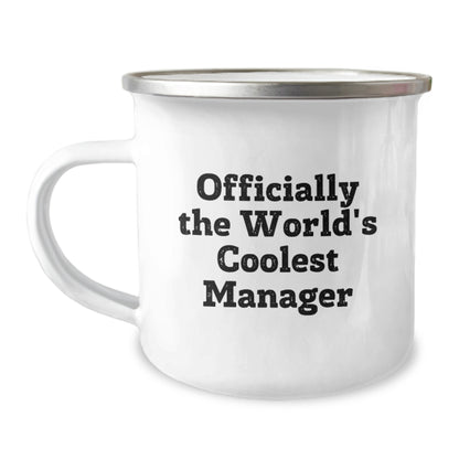 Funny Camping Mugs Gifts from Friends for the Officially World's Coolest Manager, Birthday Unique Gifts, Funny Camping Manager Mugs - Image 1