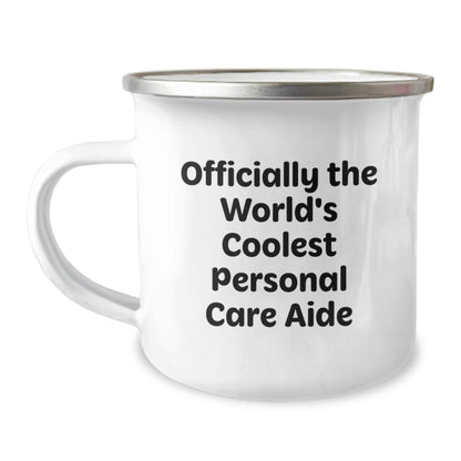 Funny Personal Care Aide Gifts from Friends for Men Graduation Unique Personal Care Aide Camping Mugs with Officially The World's Coolest Personal Care Aide Quote - Image 1