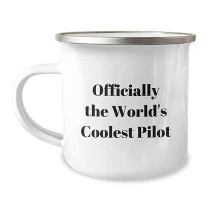 Funny Pilot Gifts for Friends, Men, or Women - Camping Mug for Graduation Unique Gifts, Gifts from Family - Officially The World's Coolest Pilot Quote - Image 1