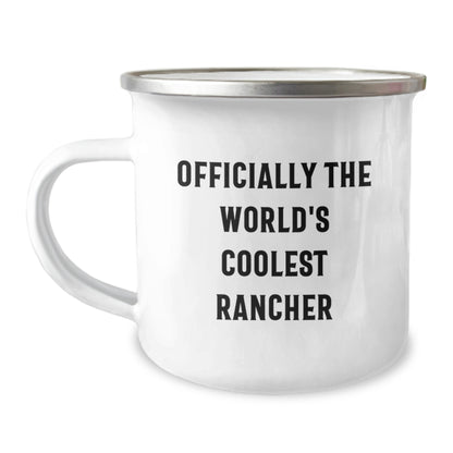 Funny Rancher Gifts for Men, Officially The World's Coolest Rancher Camping Mug, Birthday Unique - Image 1