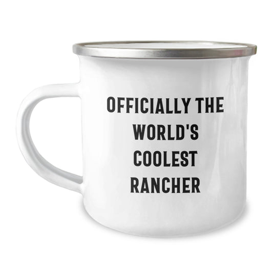 Funny Rancher Gifts for Men, Officially The World's Coolest Rancher Camping Mug, Birthday Unique - Image 1