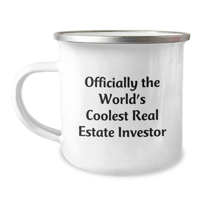 Real Estate Investor Gifts from Men, Funny 'Officially The World's Coolest Real Estate Investor' Camping Mug for Women - Image 1