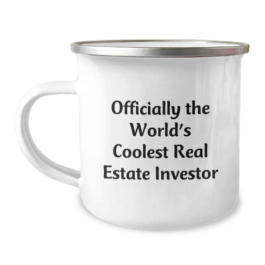 Real Estate Investor Gifts from Men, Funny 'Officially The World's Coolest Real Estate Investor' Camping Mug for Women - Image 1
