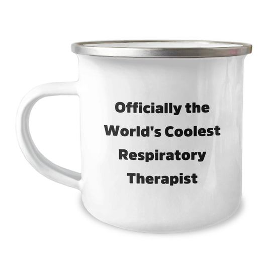 Funny Respiratory Therapist Gifts for Men - Officially The World's Coolest Respiratory Therapist Camping Mug - Image 1