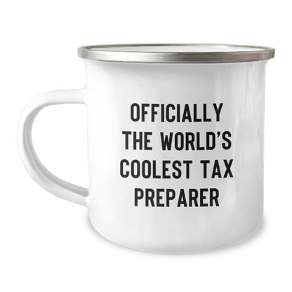 Funny Tax Preparer Gifts, Officially The World's Coolest Tax Preparer Camping Mug, Valentine's Unique Gifts for Tax Preparer Friends - Image 1