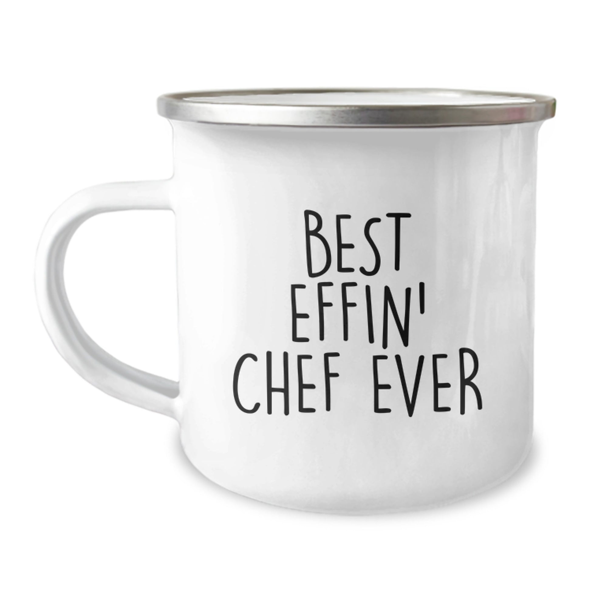 Funny Chef Gifts for Men - Best Effin' Chef Ever Camping Mug, Unique Valentine's Gifts from Family to Men, 12 oz Stainless Steel with Enamel Finish - Image 1