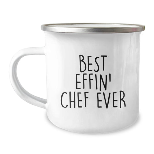Funny Chef Gifts for Men - Best Effin' Chef Ever Camping Mug, Unique Valentine's Gifts from Family to Men, 12 oz Stainless Steel with Enamel Finish - Image 1