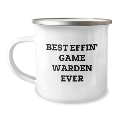 Funny Game Warden Gifts from Friends for Birthday Unique Mugs - Best Effin' Game Warden Ever Stainless Steel Enamel Camping Cup - Image 1