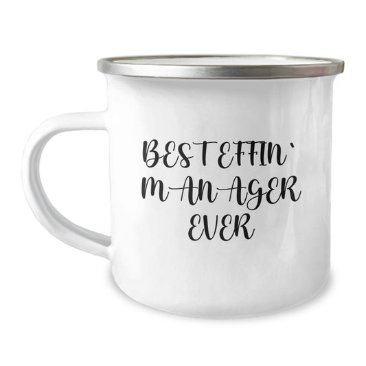 Funny Valentine's Gifts for Managers - 'Best Effin' Manager Ever' Camping Mug from Friends, Unique Coffee Mug for Men, Women, Coworkers, Family - Image 1