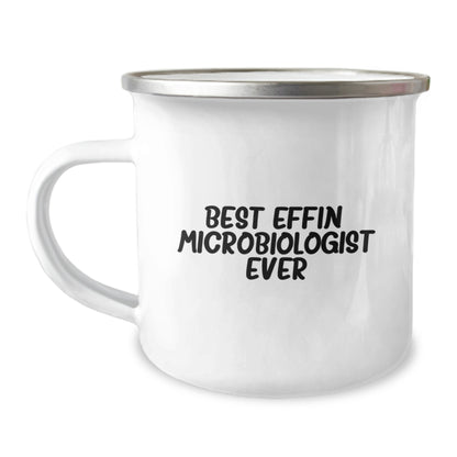 Funny Microbiologist Gifts for Men - Best Effin' Microbiologist Ever Enamel Camping Mug, 12 oz Stainless Steel, Birthday Unique Gifts for Him from Friends and Family - Image 1