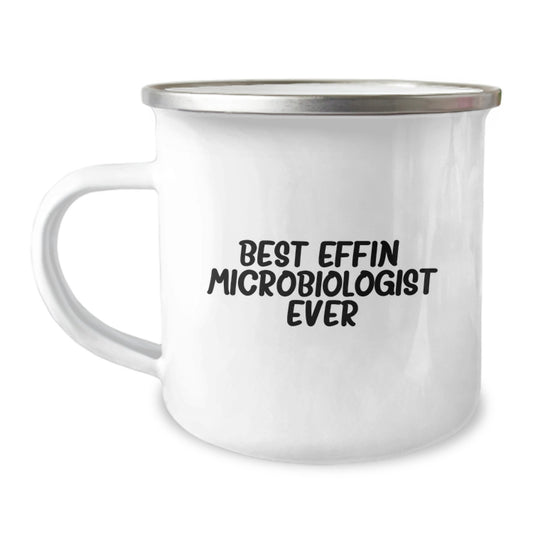Funny Microbiologist Gifts for Men - Best Effin' Microbiologist Ever Enamel Camping Mug, 12 oz Stainless Steel, Birthday Unique Gifts for Him from Friends and Family - Image 1