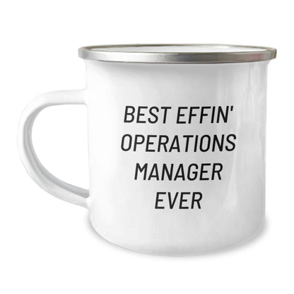 Funny Operations Manager Camping Mug, Best Effin' Operations Manager Ever Gifts for Her, Unique Mother's Day Unique Gifts from Friends, 12 oz Stainless Steel - Image 1