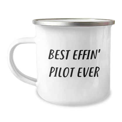 Funny Pilot Gifts for Men, Best Effin' Pilot Ever Enamel Camping Mug, Unique Graduation Unique Gift for Pilot Friends, Pilot Gifts from Friends, Pilot Lover, Pilot Enthusiast - Image 1