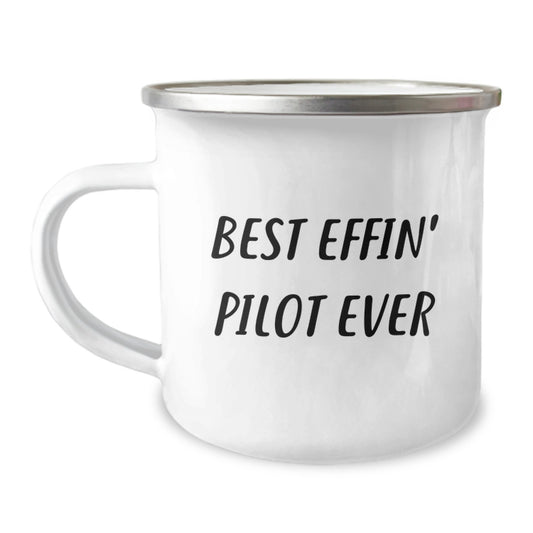 Funny Pilot Gifts for Men, Best Effin' Pilot Ever Enamel Camping Mug, Unique Graduation Unique Gift for Pilot Friends, Pilot Gifts from Friends, Pilot Lover, Pilot Enthusiast - Image 1