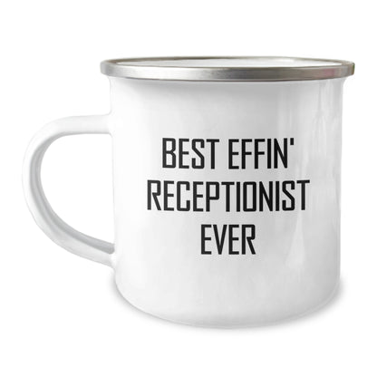 Funny Receptionist Gifts, Best Effin' Receptionist Ever Mugs, Unique Camping Mugs for Receptionist, Mother's Day Unique Gifts from Men to Receptionist - Image 1
