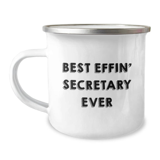 Funny Secretary Gifts from Men for Best Effin' Secretary Ever, Unique Camping Mug for Mother's Day - Image 1